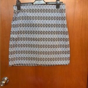 Talbots Black and White Geometric Fish Mini Skirt